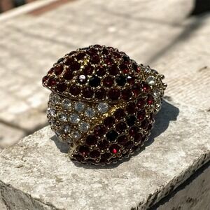 Vintage Monet Gold Tone Rhinestone Lady Bug Brooch Pin 3/4"